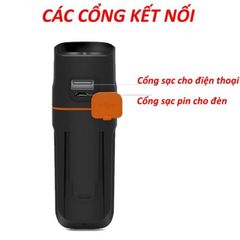 Đèn Xe Đạp 3 Mắt LED Chống Nước Siêu Sáng - Đèn Pin Sạc USB Tiện Lợi, Tích Hợp Sạc Dự Phòng Cho Điện Thoại