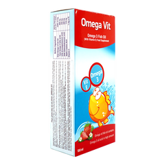 Siro Omega Vit Đỏ - Bổ Sung Omega 3, EPA, DHA & Vitamin E Cho Trẻ Sơ Sinh Đến 10 Tuổi, Tăng Cường Phát Triển Trí Não Và Thị Lực