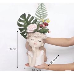 Bình Hoa Hình Cô Gái Độc Đáo DG-18 - Trang Trí Nhà Cửa Tinh Tế, Quà Tặng Ý Nghĩa Cho Người Thân, Bạn Bè - Chất Liệu Bền Bỉ, Kích Thước 27x18.5cm