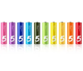 Bộ 10 Pin Tiểu AA Số 5 Rainbow Xiaomi - Pin Alkaline Maxell Nhập Khẩu, An Toàn, Thân Thiện Môi Trường, Hộp Đủ Màu Sắc