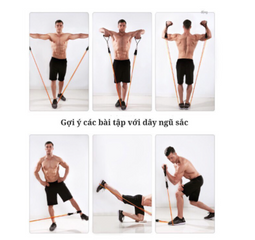 Bộ 5 Dây Tập Kháng Lực Ngũ Sắc Đàn Hồi Tại Nhà - Dụng Cụ Thể Thao Tập Gym - Giúp Tăng Cường Sức Khỏe và Vóc Dáng