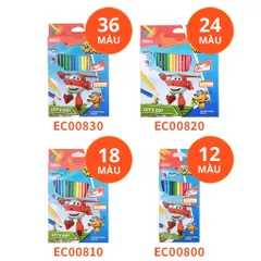 Bút Chì Màu Học Sinh Deli Superwings - Bộ 12/24/36 Màu Chất Lượng, Thiết Kế Ngộ Nghĩnh và An Toàn Cho Trẻ Em