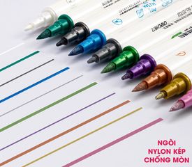 Bút Dạ Quang Calligraphy Hai Đầu Deli 70704 - Bộ 10 Màu Nhũ, Dùng Viết, Vẽ, Ghi Chú Cho Học Sinh, Họa Sĩ, Nhà Thiết Kế