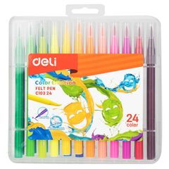 Bút màu nước Deli EC10304/EC10324 - Hộp nhựa 12/24 màu sắc tươi sáng, chuyên dụng cho vẽ và nghệ thuật, dễ dàng sắp xếp.