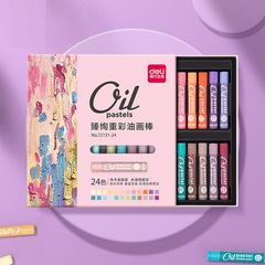 Bút Sáp Dầu Deli 72131 - Bộ 24 Màu Tươi Sáng, Chất Liệu Không Độc Hại, Dễ Dàng Tạo Hiệu Ứng Nghệ Thuật Mơ Mộng