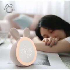 Đồng Hồ Gấu Để Bàn Sạc USB Có Đèn LED Đổi Màu - Đèn Ngủ Thông Minh, Đồng Hồ Báo Thức và Đo Nhiệt Độ Phòng
