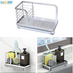 Kệ Đựng Đồ Rửa Chén Inox Dán Tường Hobby KRC7 Có Khay Hứng Nước - Giải Pháp Tổ Chức Căn Bếp Gọn Gàng, Bền Đẹp