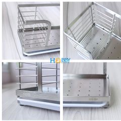 Kệ Đựng Đồ Rửa Chén Inox Dán Tường Hobby KRC7 Có Khay Hứng Nước - Giải Pháp Tổ Chức Căn Bếp Gọn Gàng, Bền Đẹp