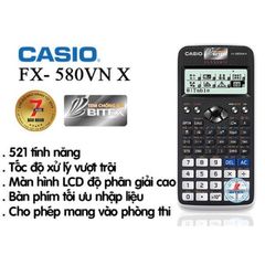 Máy Tính Khoa Học Casio FX-580VN X - Dành Cho Học Sinh Cấp 2 Cấp 3 - Màn Hình LCD Cao Cấp, Hiệu Suất Tính Toán Nhanh