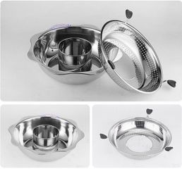 Nồi Lẩu Xoay Inox 2 Khoang 2 Tầng 3L - Dùng Cho Bếp Từ & Gas, Lẩu Cay Không Cay, Tiện Lợi Cho Gia Đình