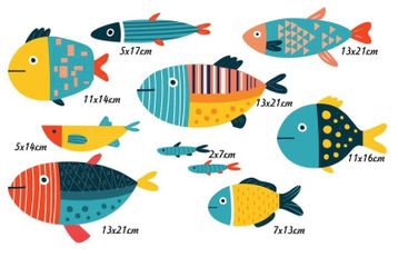 Bộ tranh cá decor trang trí tường Color Fishes - Thiết kế nổi độc đáo cho phòng khách, phòng ngủ, và không gian sống thêm sinh động