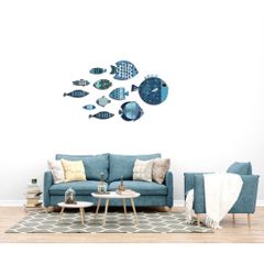 Tranh Decor Dán Tường The Little Blue Fishes - Chất Liệu Formex Bền Đẹp, Phù Hợp Trang Trí Nhà Cửa, 11 Mẫu Cá Xanh Tươi Mát