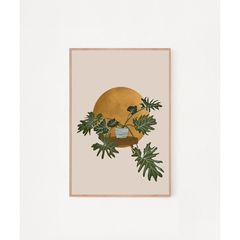 Tranh Treo Tường Họa Tiết Lá Cây Tropical Khung Gỗ Tự Nhiên - Trang Trí Không Gian Sống Tươi Mát và Độc Đáo