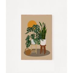 Tranh Treo Tường Họa Tiết Lá Cây Tropical Khung Gỗ Tự Nhiên - Trang Trí Không Gian Sống Tươi Mát và Độc Đáo