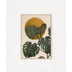 Tranh Treo Tường Họa Tiết Lá Cây Tropical Khung Gỗ Tự Nhiên - Trang Trí Không Gian Sống Tươi Mát và Độc Đáo