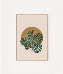 Tranh Treo Tường Họa Tiết Lá Cây Tropical Khung Gỗ Tự Nhiên - Trang Trí Không Gian Sống Tươi Mát và Độc Đáo