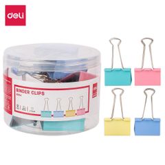 Hộp 12 kẹp bướm văn phòng nhiều màu 51mm Deli E8551A - Kẹp giấy siêu bền cho tài liệu, đồ dùng học tập và công sở.