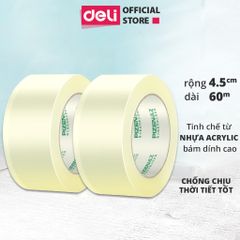 Băng Dính Deli Chống Thấm Siêu Mỏng 45mm x 60m - Băng Keo Đóng Gói Độ Dính Cao Chuyên Dụng Văn Phòng Phẩm