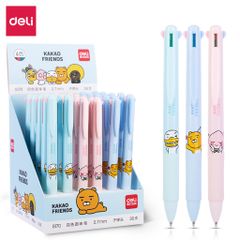 Bút Bi Bấm 4 Màu Deli S170 - Bút 0.7mm Tiện Lợi, Ngòi Đen Đỏ Xanh Dương Xanh Lá, Văn Phòng Phẩm Chất Lượng Cao