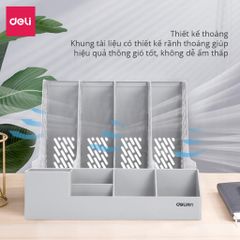 Set Giá Tài Liệu 4 Ngăn Kèm Hộp Bút Deli 78981 - Đựng Tài Liệu Cao Cấp, Nhựa PP Bền Chắc, Thiết Kế Đa Năng, Siêu Bền