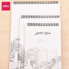 Sổ Phác Thảo Lò Xo Kép Deli 100gsm 40 Trang A4/B5 - Ghi Chép, Vẽ Mỹ Thuật, Phác Thảo Sáng Tạo
