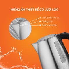 Ấm Siêu Tốc UNIE UE-300 - 1 Lít Tiết Kiệm Điện, Chất Liệu Inox Cao Cấp, Công Suất 1850W, Tự Ngắt Nước An Toàn