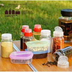 Bộ 10 Hộp Đựng Gia Vị Dã Ngoại CLS Có Nắp Kèm Túi Xách Tiện Lợi - Phù Hợp Cho Picnic, Cắm Trại Và Nấu Ăn Ngoài Trời