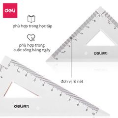 Bộ 4 Dụng Cụ Thước Kẻ Học Sinh Deli 71988 - 2 Eke, 1 Thước Đo Độ, 1 Thước Kẻ Chất Liệu Nhựa Cao Cấp, Học Tập Tiện Lợi