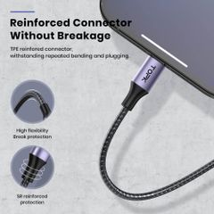 Cáp Sạc Nhanh TOPK AN10 Kim Loại Micro USB Type C - Sạc Nhanh 20W, Truyền Dữ Liệu 1Gb Trong 30s, Dây Bền Bỉ 30.000 Lần Uốn