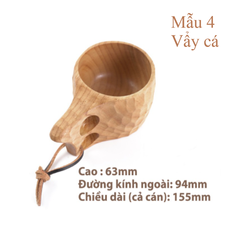 Cốc gỗ Kuksa Bushcraft tự nhiên - Cốc cổ điển vintage, quà tặng hoàn hảo cho cắm trại, du lịch và bạn bè