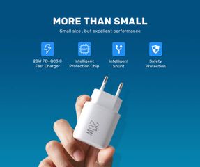 Củ Sạc Nhanh TOPK B210p 20W USB C & USB A - Sạc Đồng Thời 2 Thiết Bị, Thiết Kế Nhỏ Gọn, An Toàn và Tiện Dụng