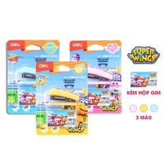Dập Ghim Mini 10 Deli Superwings E0249 - Tiện Dụng, Hình Ảnh Bắt Mắt, Hộp Ghim Kèm Theo - Phù Hợp Học Sinh, Sinh Viên