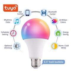Đèn LED Tròn RGB 16 Triệu Màu Tuya - Điều Khiển Từ Xa Qua Ứng Dụng, Nhấp Nháy Theo Nhạc, Tiết Kiệm Năng Lượng, 10W
