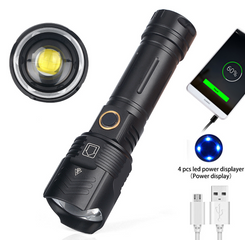 Đèn Pin Led P90 35W Sạc USB Cầm Tay - Siêu Sáng, Chống Nước, Phạm Vi Chiếu Sáng 200-500m - Hoạt Động Ngoài Trời, Cắm Trại, Săn Bắn