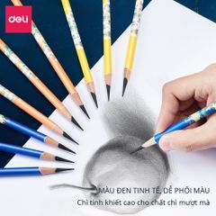 Hộp 10 Bút Chì Than Phác Thảo Chuyên Dụng Deli 58199 - Chì Mềm Đậm Nét Cho Vẽ Mỹ Thuật và Học Tập