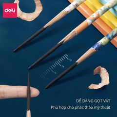 Hộp 10 Bút Chì Than Phác Thảo Chuyên Dụng Deli 58199 - Chì Mềm Đậm Nét Cho Vẽ Mỹ Thuật và Học Tập