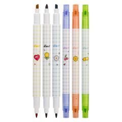 Hộp 6 Bút Nhớ Dòng 2 Đầu Deli S606 - Bút Highlight Đa Màu, Sáng Tạo Thoải Mái, Văn Phòng Phẩm Chất Lượng Cao