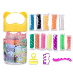 Hộp đất nặn Deli 12/24 màu ED75246/ED75286 kèm khuôn - Đồ thủ công an toàn cho trẻ nhỏ, kích thích sáng tạo và phát triển nghệ thuật.
