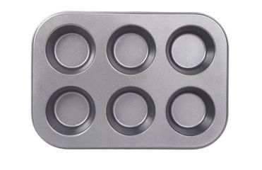 Khay Nướng Cupcake Chống Dính 6 Ô 26.5x18.5cm - Dụng Cụ Làm Bánh Không Dính Chất Liệu Thép Carbon Cao Cấp