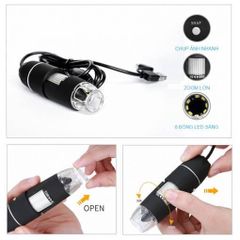 Kính hiển vi kỹ thuật số phóng đại 1000X - Kết nối USB cho trẻ em và kỹ thuật viên, chất lượng hình ảnh cao, thiết kế tiện dụng.