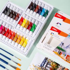 Bộ Màu Nước Acrylic Deli EC12 Dạng Tuýp 12ml - 12/24 Màu Sắc Tươi Sáng, Độ Che Phủ Tốt, Thích Hợp Cho Người Mới Bắt Đầu Vẽ