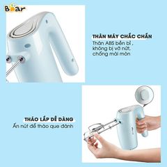 Máy Đánh Trứng Cầm Tay Bear DDQ-B02P5 125W - Tích Hợp 5 Tốc Độ, Thiết Kế Nhỏ Gọn, Phù Hợp Đánh Bột Và Làm Bánh