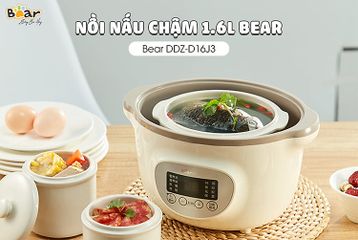 Nồi Nấu Chậm 1.6L Bear SUBE002 Kèm 3 Thố & Lồng Hấp - Thông Minh Hẹn Giờ, Nấu Cháo, Hấp Tiện Lợi Cho Bé