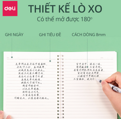 Sổ tay ghi chép Deli LA560-N14 - Gáy lò xo, 60 trang A5, chất liệu chống lóa, họa tiết trẻ trung, tiện dụng cho học sinh và văn phòng