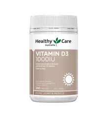 Viên uống bổ sung Vitamin D3 1000 IU Healthy Care hộp 250 viên của Úc [Date T11.2024]