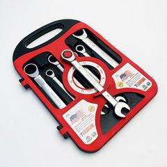 Bộ Cờ Lê Vòng Miệng Sinomax 7 Món Tiêu Chuẩn DIN-ANSI - Độ Chịu Lực Cao Chất Liệu Chrome Vanadium 8-19mm, Hộp Đựng Tiện Dụng