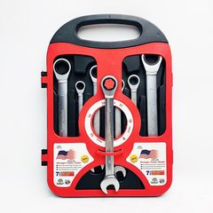 Bộ Cờ Lê Vòng Miệng Sinomax 7 Món Tiêu Chuẩn DIN-ANSI - Độ Chịu Lực Cao Chất Liệu Chrome Vanadium 8-19mm, Hộp Đựng Tiện Dụng