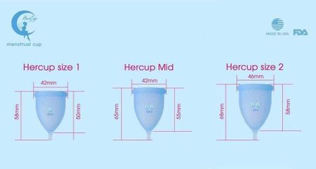 Cốc Nguyệt San Hercup Silicon Kháng Khuẩn - Sản Phẩm Thay Thế Băng Vệ Sinh An Toàn, 3 Kích Cỡ Phù Hợp Cho Phụ Nữ