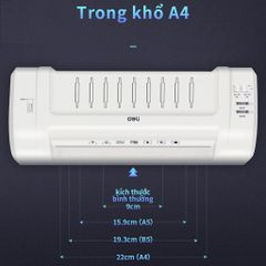 Máy Ép Nhựa Dẻo Deli E3893 A4/A5/B5 - Thiết Bị Bảo Quản Giấy Tờ Đa Năng Tiện Lợi, Công Suất 200W