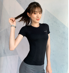 Áo Tập Gym Nữ AC1001 Ngắn Tay Chất Thun Co Giãn - Thoải Mái, Ôm Body, Size Đẹp, Có 3 Màu Đen, Hồng Đất, Nâu
